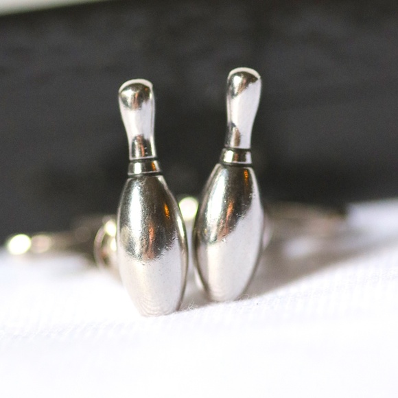 Other - Vintage Bowling Pin Cuff Links - Silver Color